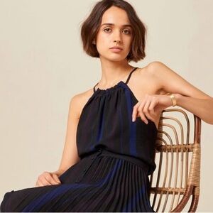 Sessun Chelse Bare Back Striped Halter Top Black Blue